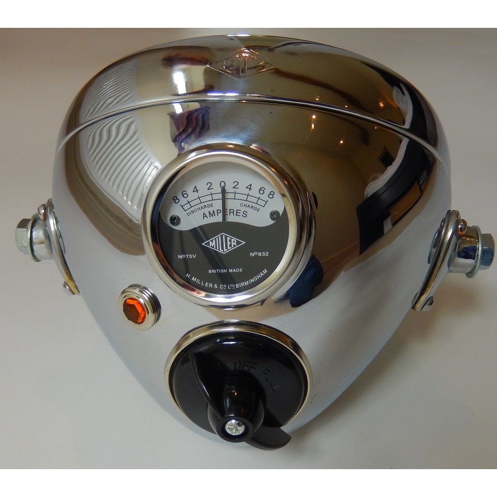 thumbnail image 2 of 6.5 Inch Miller Type Chrome Headlight – BSA, Triumph, Norton, AJS, Matchless Vintage Motorcycle 2 of 2