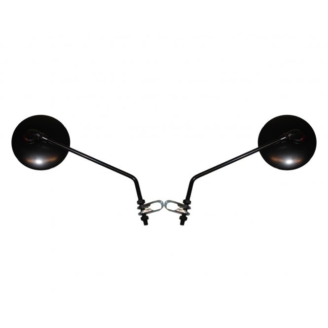 8mm Black Round Left and Right Clamp-on Mirrors