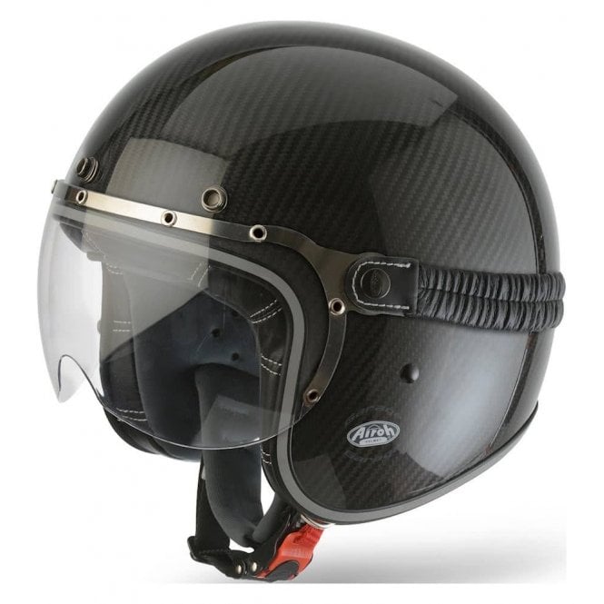 Airoh Helmet Open Face Black Carbon Gloss Finish Made From High Performance Composite