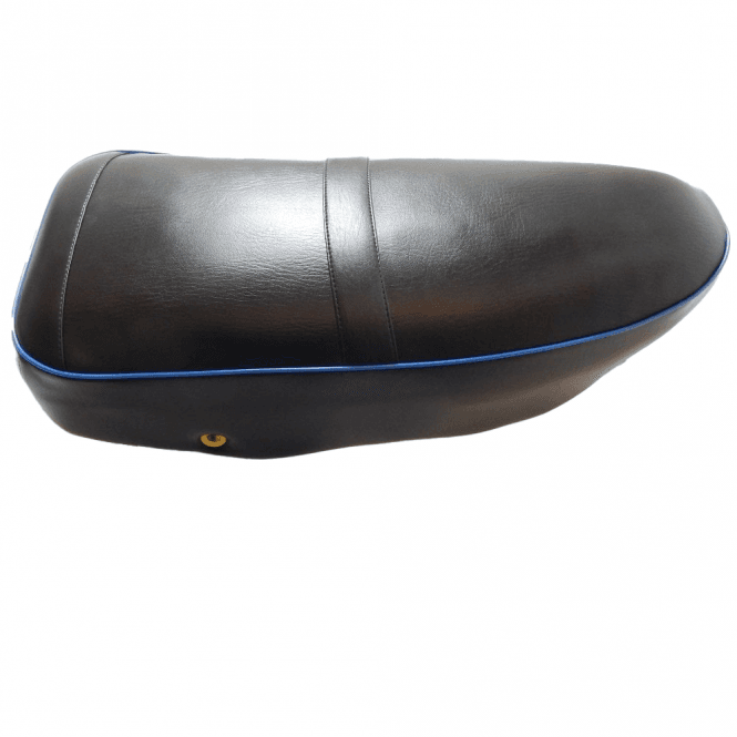 AJS & Matchless AJS Motorcycle Seat Heavy Weight Singles Pre 1956 Black With Blue Piping OEM 02-1199