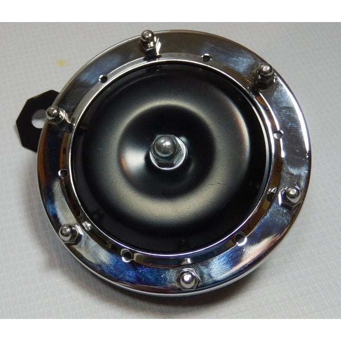Alette Style Horn Black With Chrome Ring 12V for Classic Motorcycle 100mm Diameter
