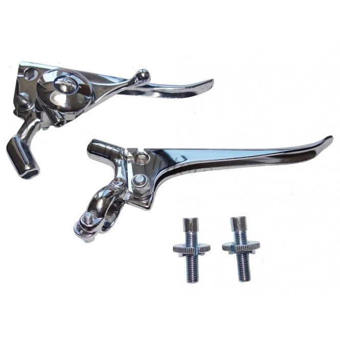 AMAL Chrome Clutch/Brake Air Lever Set Straight Ended 7/8