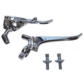 Chrome Clutch/Brake Air Lever Set Straight Ended 7/8" (Pair) Made in England