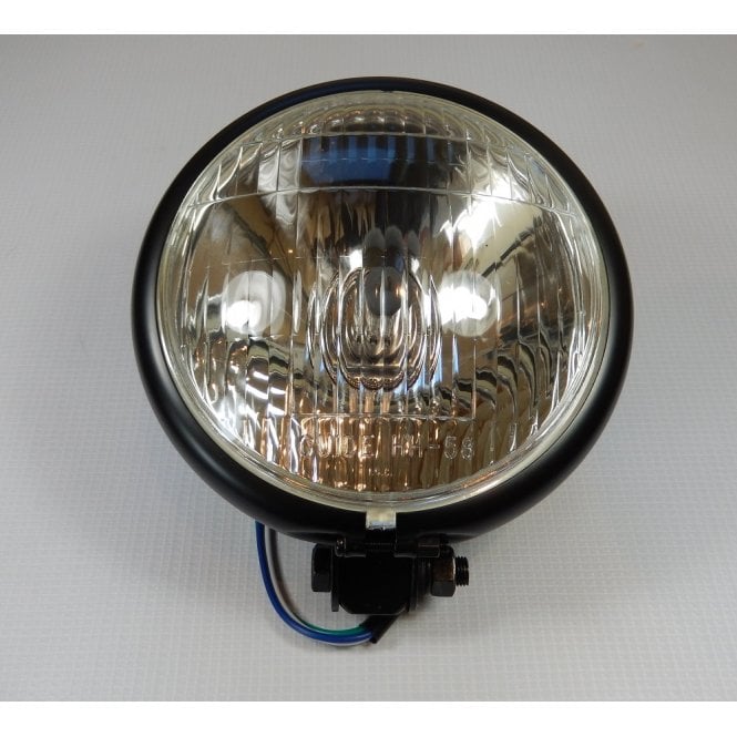 Bates Type Headlamp Assembly 5 3/4" Ideal For Cafe Racer Matt Black Finish