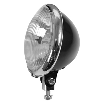 Bates Type Satin Black Headlamp Assembly 4 1/2" Ideal For Cafe racer 12V