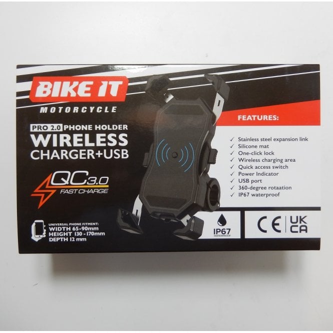 Bike It Pro2 Wireless Phone Charger Cradle with USB
