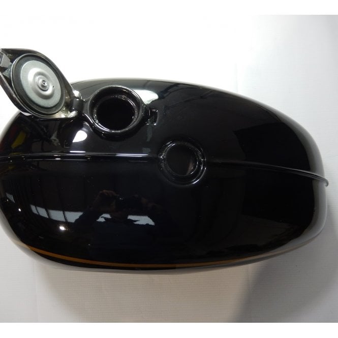 BSA A65 Fuel Tank ALLOY Pre-Painted Black & Gold Striping Complete With Flip Cap OEM 68-8065