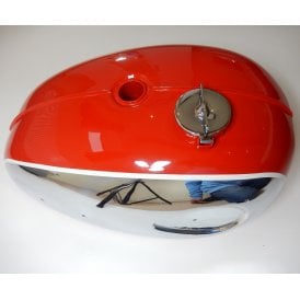 BSA A65 Tank Red & Chrome With White Lining Finish Chrome Fuel Cap 