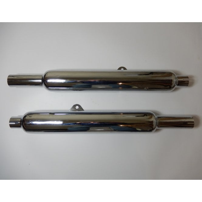 BSA A7/A10 Chrome Silencer Sold as A Pair Left & Right Hand Fits Models 1954-57 