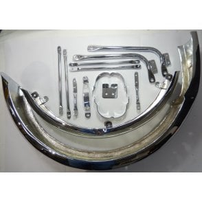 BSA A7, A10 Goldstar Super Rocket Front & Rear Chrome Mudguard Set & Stays 