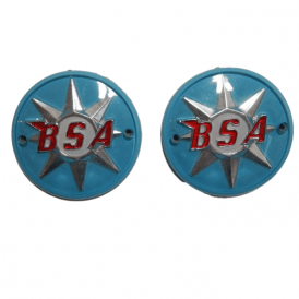 BSA Bantam , A65, B40 Round Tank Badges Blue, Silver & Red Sold as Pair Made in UK