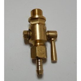 Brass Round Lever Petrol Tap Nut & Spigot Set 1/4" x 1/4" Made in UK With Filter