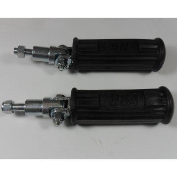 BSA Pillion Foot Pegs & Rubbers Set With Logo OEM No 83-3207 Made in UK