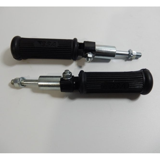 BSA Pillion Footrests (Pair) for Classic Motorcycle Complete With Rubbers With Logo