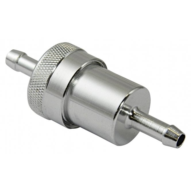 Chrome Fuel Filter Standard Fitment In-line Filter 6mm For All Bikes 