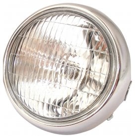 Chrome Headlight Round Complete With Beam Unit 5" Classic Style