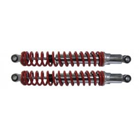 Chrome / Red Open Spring Shock Absorbers (Pair) 400mm Eye Centres