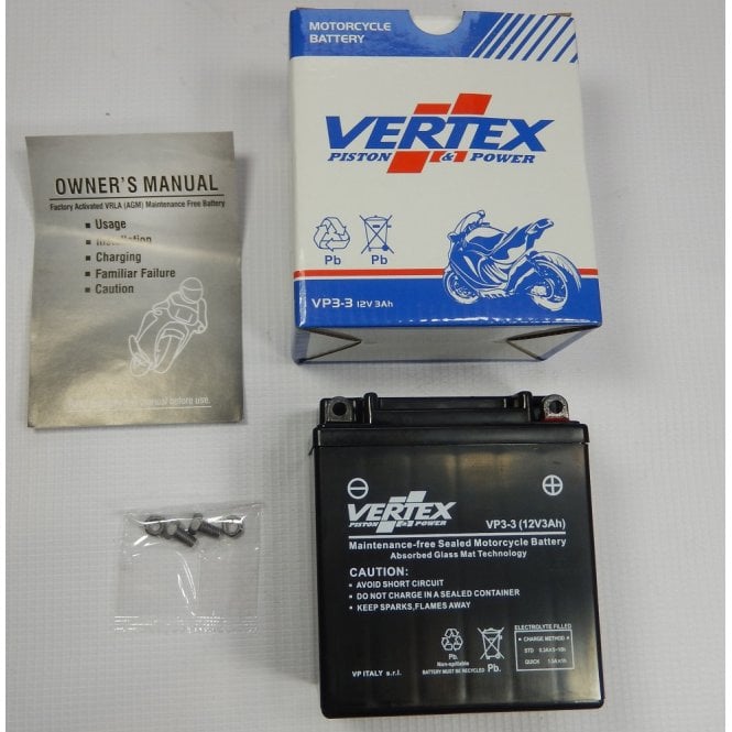 Classic Bike 12V Motorcycle Battery Vertex VP3-3 Gel Battery Dry Cell Replaces CB3L-A