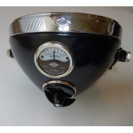 Classic Bike 8" Branded Miller Black Headlamp Complete With Miller Ammeter & Switch