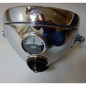 Classic Bike 8" Branded Miller Chrome Headlamp Complete With Miller Ammeter & Switch