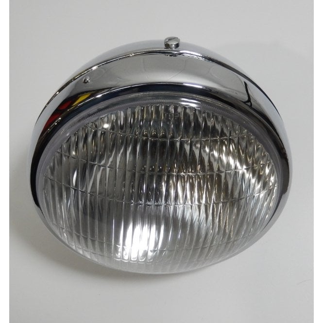 Classic Bike Lucas Type 7" Headlamp With Beam Unit Chrome Single Hole With 6V Bulbs