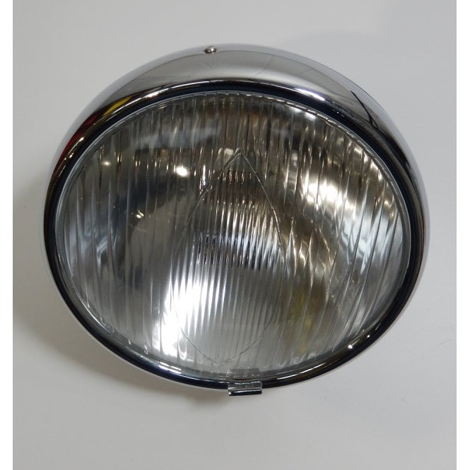 Classic Bike Lucas Type DUU2 8" Headlamp With Beam Unit Chrome Single Hole
