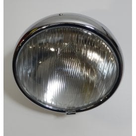 Classic Bike Lucas Type DUU2 8" Headlamp With Beam Unit Chrome Single Hole