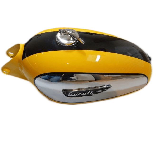 Classic Ducati Scrambler Tank Finished in Yellow & Black Including Badges & Fuel Cap