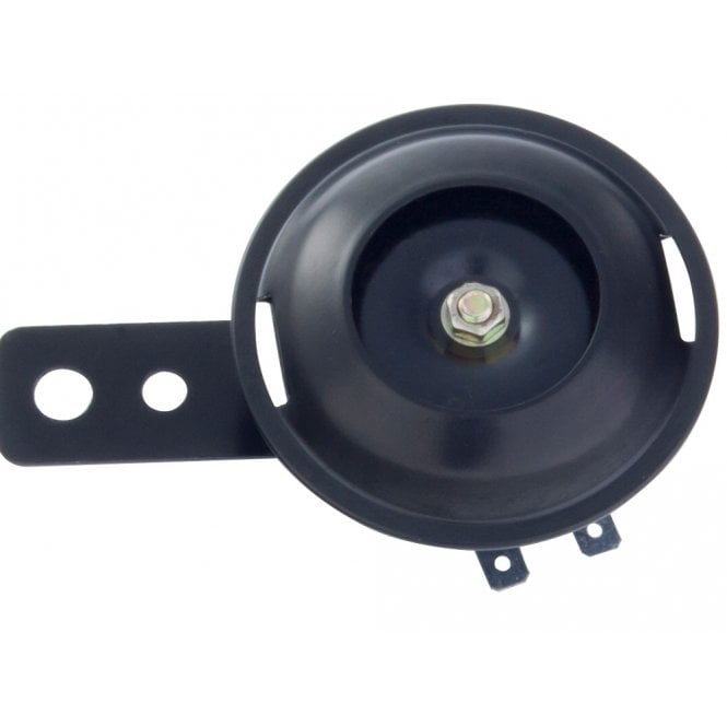 Classic Motorcycle 12V Black Horn Universal Fitting 92mm Diameter With Mounting Bracket