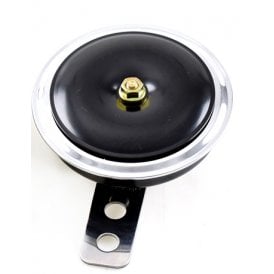 Classic Motorcycle 12V Chrome & Black Horn Universal Fitting 75mm Diameter With Bracket