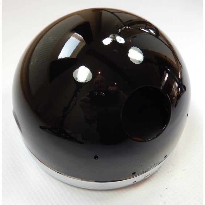 Classic Motorcycle Genuine Lucas Gloss Black Headlamp shell and Chrome Rim 5 3/4"