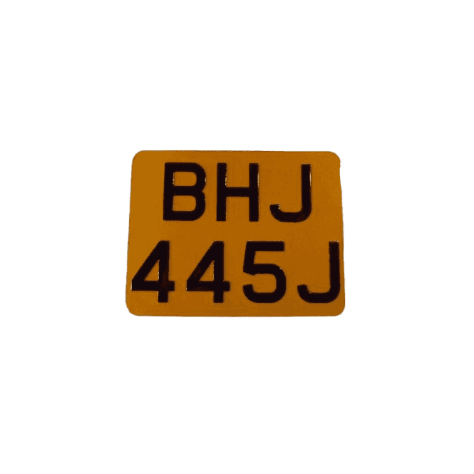 Classic Motorcycle Rear Number Plate Aluminium Plate Yellow & Black