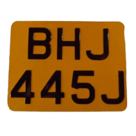 Classic Motorcycle Rear Number Plate Aluminium Plate Yellow & Black