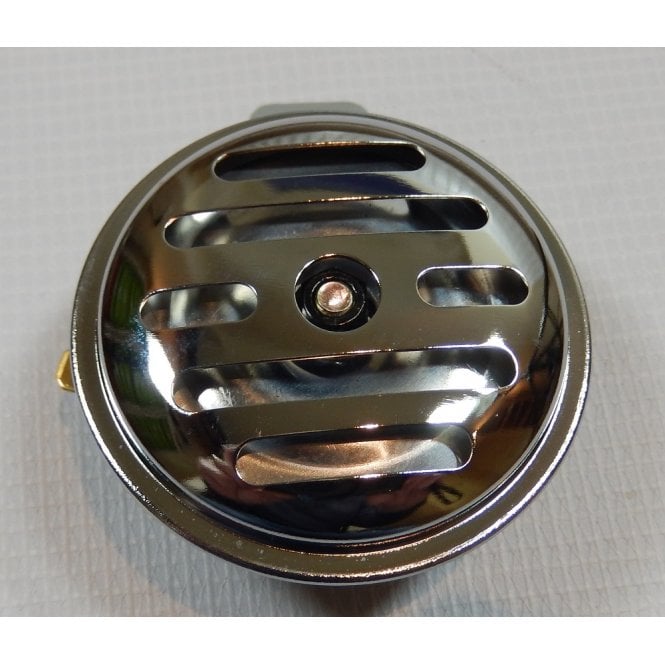 Classic Motorcycle Universal Slotted Chrome Horn Small Diameter 75mm 12v With Bracket