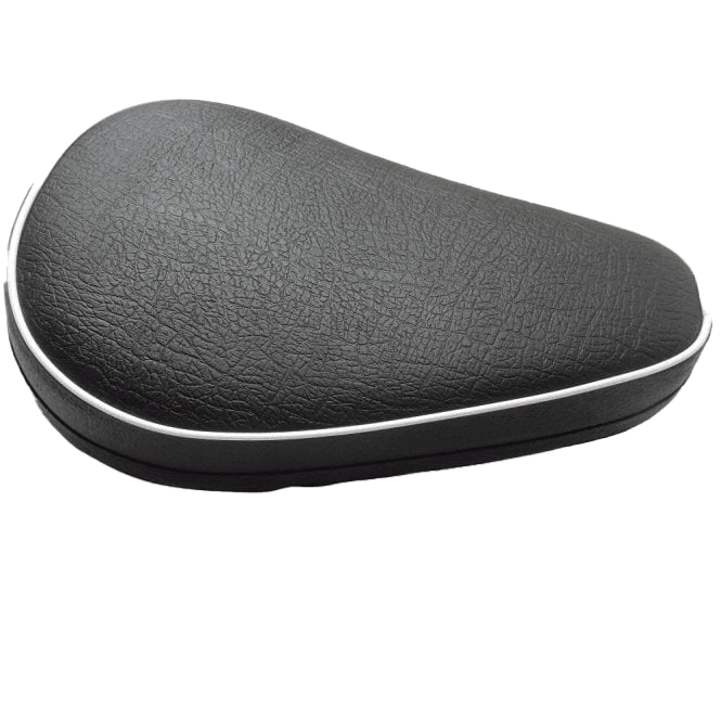 Classic Motorcycle Universal Trail / Scrambler Single Seat Black With White Piping