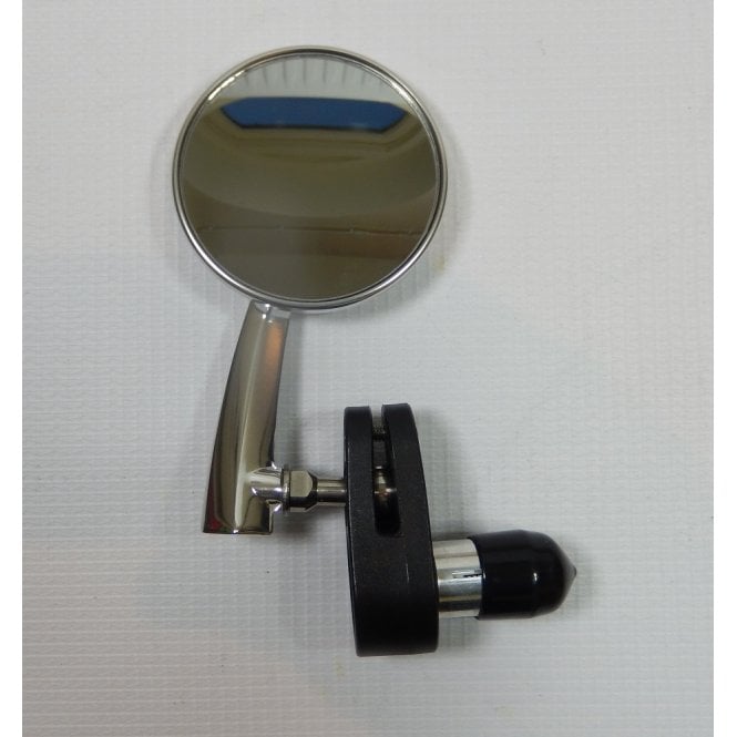 Classic Retro style Alloy 3" Bar End round Mirror Right Hand Convex Lens