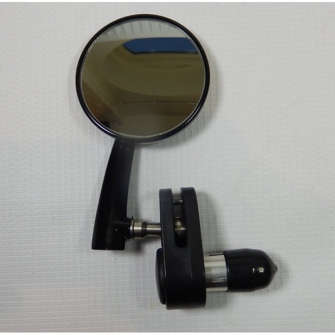 Classic Retro style Black 3" Bar End round Mirror Right Hand Convex Lense