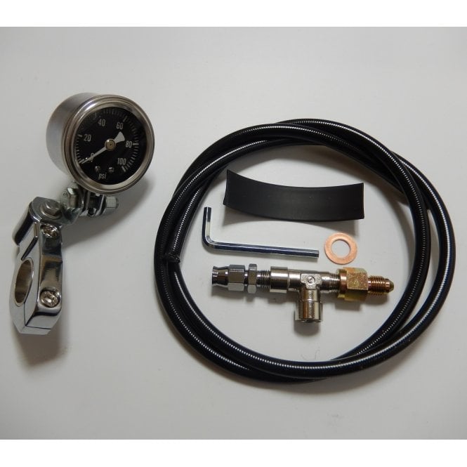 Classic Triumph / BSA Oil Pressure Gauge Kit Includes Gauge 0-100PSI, Pipe & All Fittings