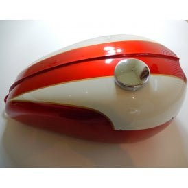 Classic Triumph T100 Fuel Tank Painted Red & White With Gold Lining & Fuel Cap