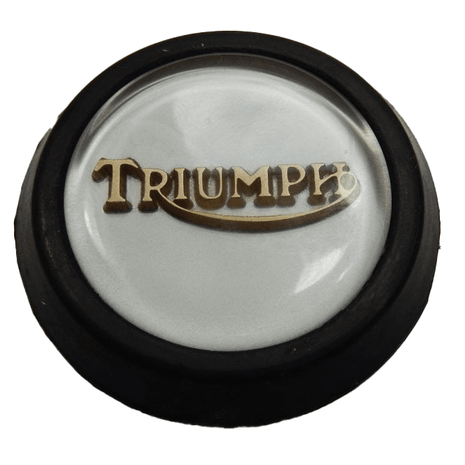 Triumph Classic Tank Centre Grommet Badge Silver & Gold Complete With Rubber