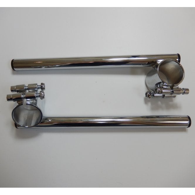 Clip-On Handlebars Pair Chrome 41mm Fit Classic & Modern Bikes 7/8" Controls