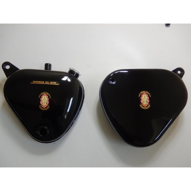 BSA Genuine A7, A10, Gold Star Oil Tank & Tool Box Gloss Black With Transfers Original Part