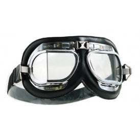 Genuine Halcyon Mark 4 Silver Cross Goggles Black Leather Made in England