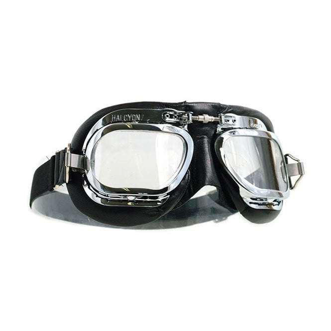 Halcyon Genuine Mark 410 Goggles Black Leather Made in England