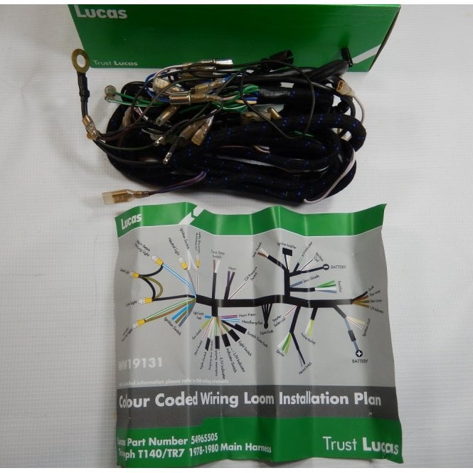 Lucas Genuine Braided Triumph T140 TR7 Wiring Harness 1978-1980 OEM No 54965505