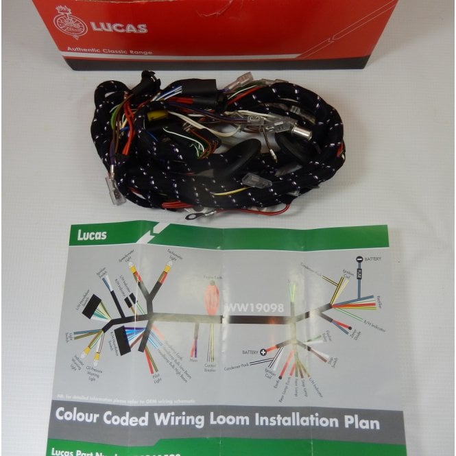 Lucas Genuine Braided Triumph T140 TR7 Wiring Harness Disc / Drum Models LU54961593