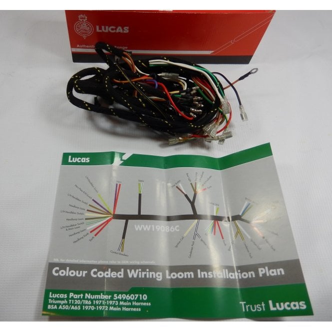 Lucas Genuine Triumph T120, TR6 , BSA A50, A65 Main Wiring Harness LU54960710