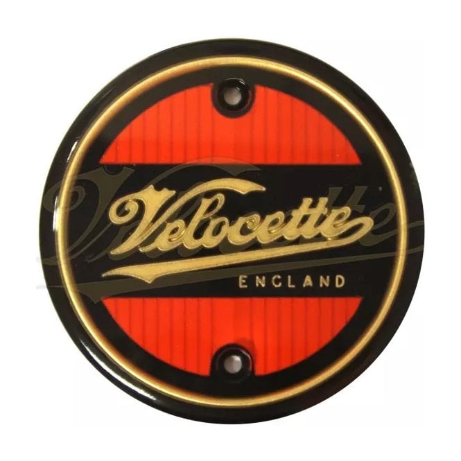 Velocette Genuine Round Tank Badge Red & Black Made in England