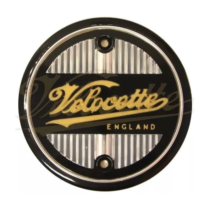 Velocette Genuine Round Tank Badges Black & Silver Made in England