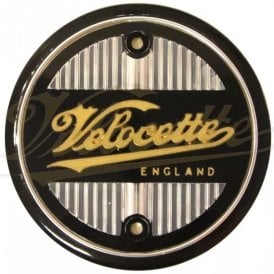 Genuine Velocette Round Tank Badges Black & Silver Made in England